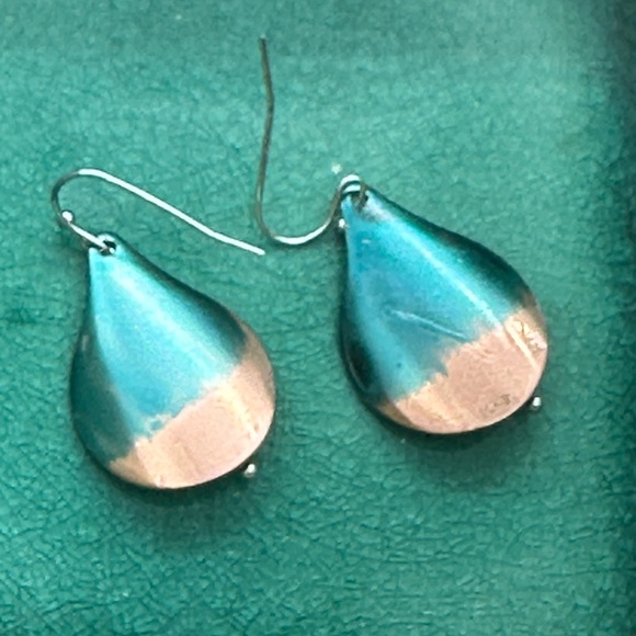 Be unique! Cool teal and copper earrings - Picture 3 of 4
